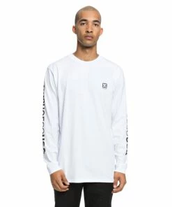 Best deal ???? DC ???? Shoes DC Men's Wordarm Taped Long Sleeve T-Shirt Snow White UDYZT03587 ????