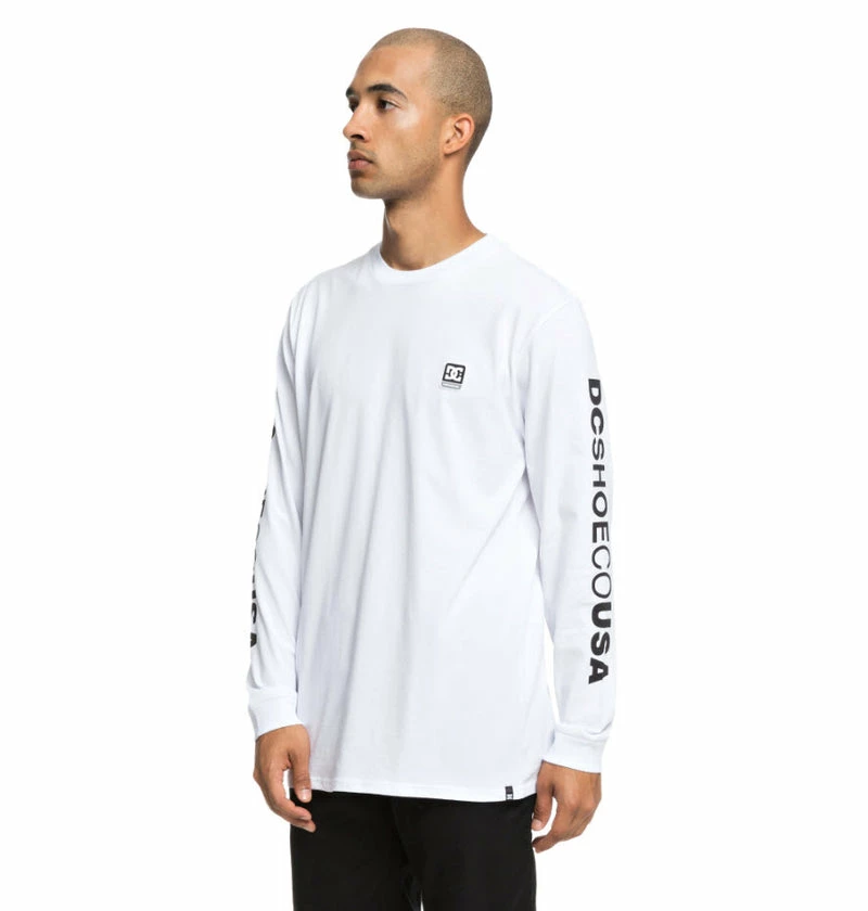 Best deal ???? DC ???? Shoes DC Men's Wordarm Taped Long Sleeve T-Shirt Snow White UDYZT03587 ???? - Image 2