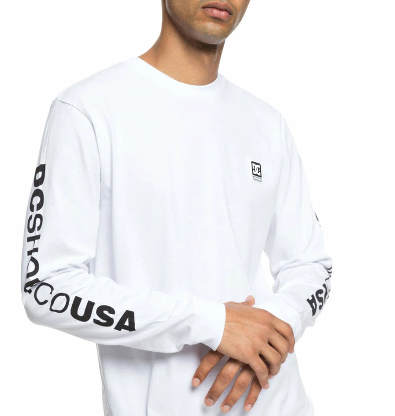 Best deal ???? DC ???? Shoes DC Men's Wordarm Taped Long Sleeve T-Shirt Snow White UDYZT03587 ???? - Image 4