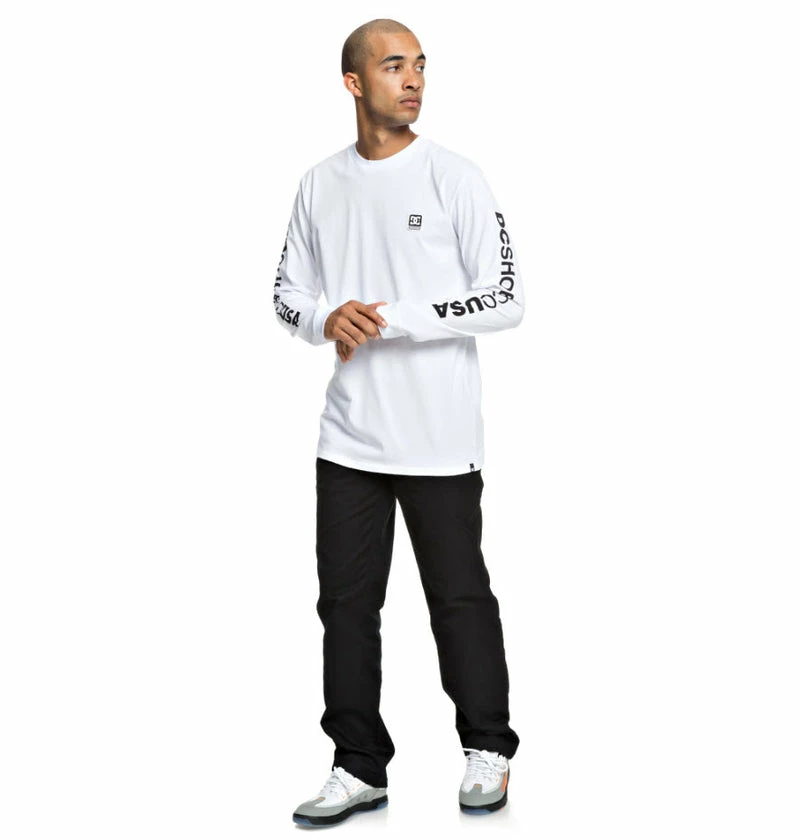 Best deal ???? DC ???? Shoes DC Men's Wordarm Taped Long Sleeve T-Shirt Snow White UDYZT03587 ???? - Image 5
