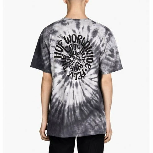 Budget ❤️ HUF X Felix The Cat Hypnotize Spiral Tie Dye Black Tee ???? - Image 2