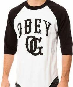 Cheapest ???? Obey Cooperstown Raglan White Black ????