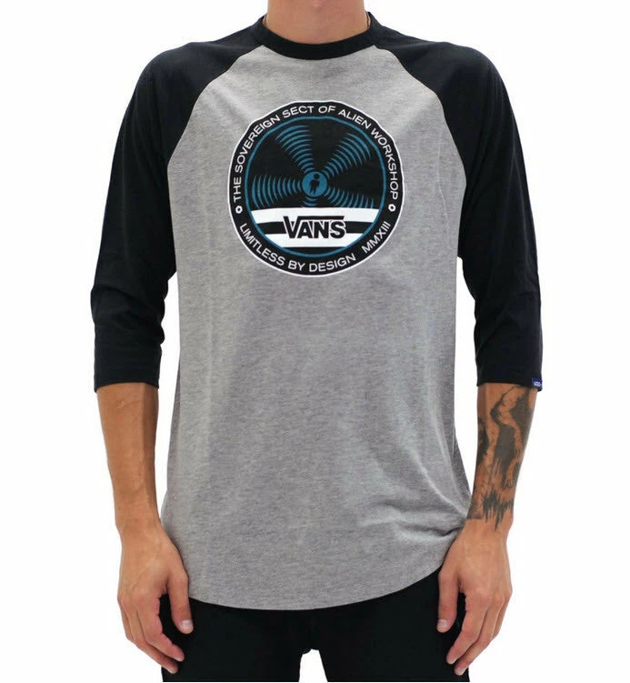 Discount ⭐ Vans Alien Workshop Raglan Concrete Heather Black T-Shirt ✔️