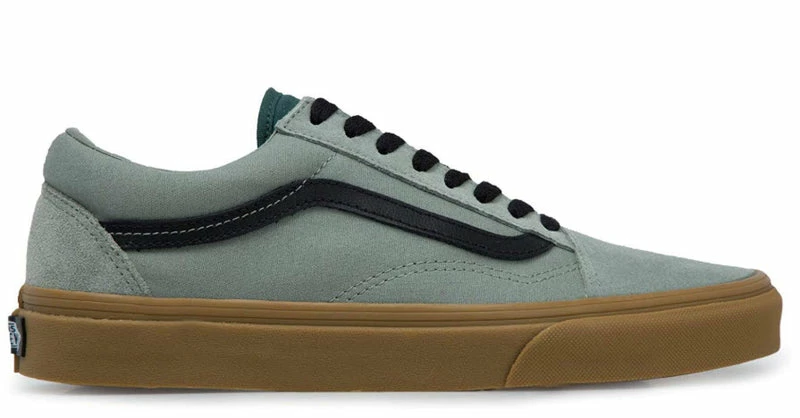 Outlet ???? Vans Old Skool Gum Shadow Grey Trekking Green Canvas & Suede Skate ???? Shoe ????