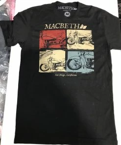 Budget ???? Macbeth San Diego Motorbikes Black Men's Tee ⌛