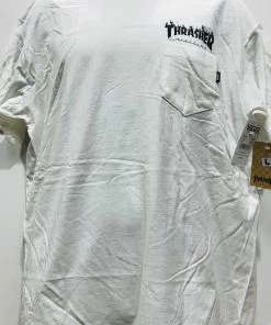 Best Pirce ???? Vans Thrasher Magazine Pocket White Men's T-Shirt ????
